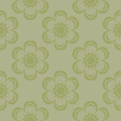 Olive green floral seamless pattern