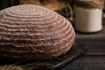 Bread without yeast on a dark rustic background
