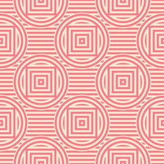 Red and beige geometric ornament. Seamless pattern