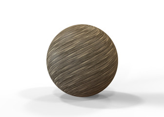 3d polished wooden sphere, 3d illustration
