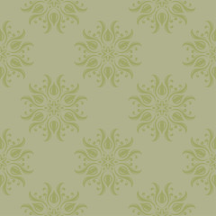 Olive green floral seamless pattern