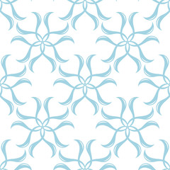 Blue floral seamless pattern on white background