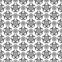 Black floral seamless pattern on white background