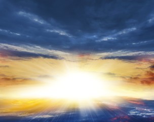 Abstract background, the divine sky . Dramatic nature background .  Sunset or sunrise with clouds,...