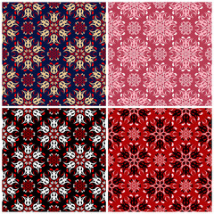 Set of seamless backgrounds with floral patterns