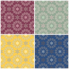 Set of colored seamless backgrounds with geometric patterns