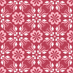 Floral seamless pattern. Red colored background