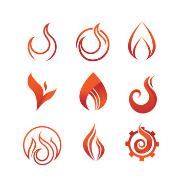 Flame And Fire Symbol Graphic Design Set