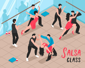 Salsa Class People Isometric Illustration