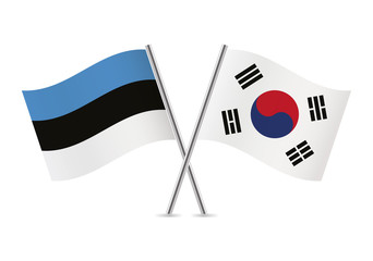 Estonia and South Korea flags. Vector illustration.