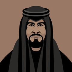 Arab Muslim  face   vector illustration flat style front