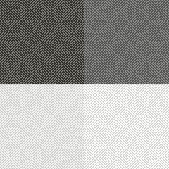 Set of abstract geometric spiral seamless pattern. Meander seamless.