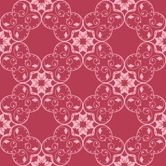 Floral seamless pattern on red background