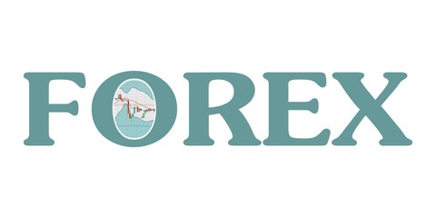 Forex candlestick pattern. Trading chart concept. Forex word with financial market chart.
