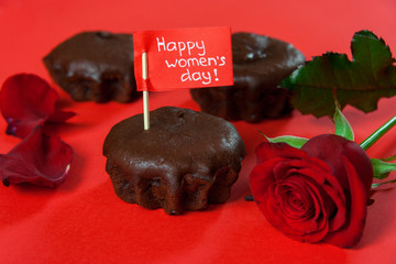 Chocolate fondant with a flag with the inscription 