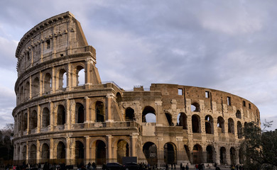 Fototapeta premium General view of the Colosseum in Rome at sunset. Italy