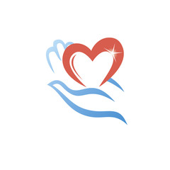 hand holding a heart icon, isolated vector symbol