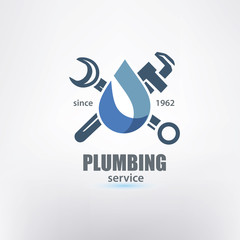 plumbing service logo template, stylized vector symbol