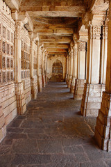Walkway courtyard. Pillars at the east mausoleum containing the tombs of Mahmud Begada, and of his son Saltan Muzaffar II