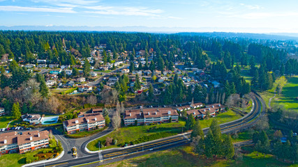 Housing Neighborhood Above Aerial View Edmonds Washington