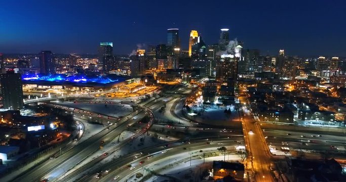Urban Landscape at Night - Downtown Minneapolis