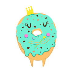 Sweet donut card with face and many decorative sprinkles.