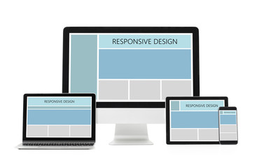 Different size screens on different devices, mockup for adaptive design samples.