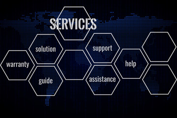 World technology services background. International business concept. Space for text.