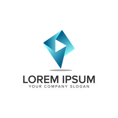 Naklejka premium letter P multimedia logo design concept template.