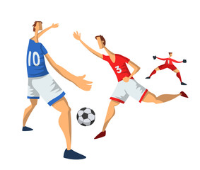 Soccer football players in abstract flat style. Vector illustration, isolated on white background.