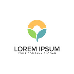 Leaf nature minimalist logo design concept template.