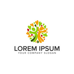 people with decorative heart logo design concept template.