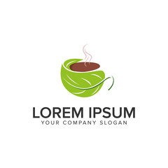Green coffee logo design concept template.