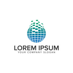 Globe pixel logo design concept template.