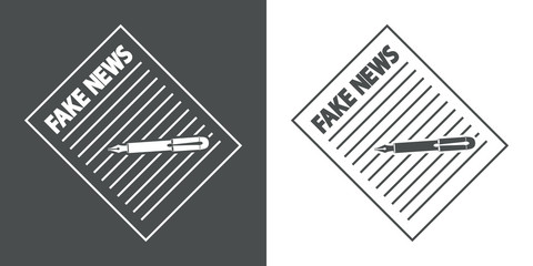 Icono plano escribir FAKE NEWS en gris y blanco