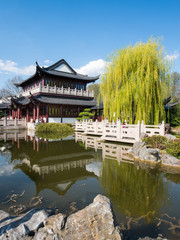 Teehaus im chinesischen Garten im Luisenpark Mannheim