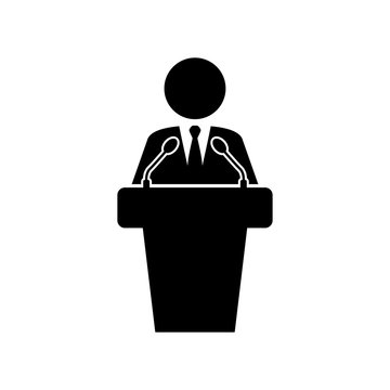 Icono plano orador con microfonos en color negro