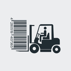 Icono plano carretilla elevadora en fondo degradado