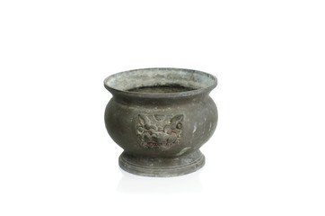 old joss stick pot or incense burner isolate on white background