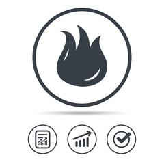 Fire icon. Blazing bonfire flame sign.