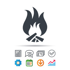Fire icon. Blazing bonfire flame sign.