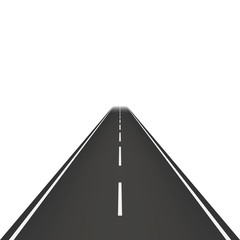 Straight road isolated on transparent background. Vector illustration.