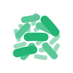 Green probiotics bacteria icon, logo isolated on white background. Vector illustration.