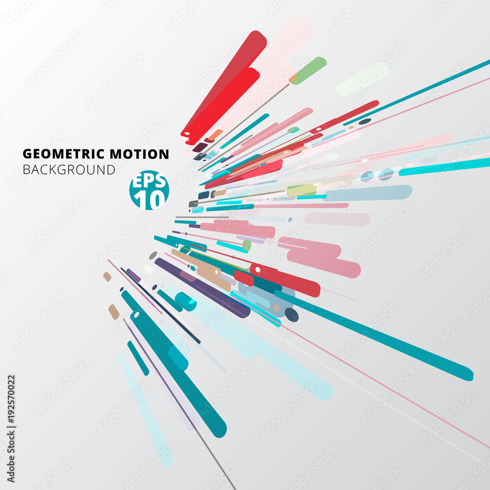 Poster modern style abstract geometric with composition perspective made of various lines diagonal rounded 