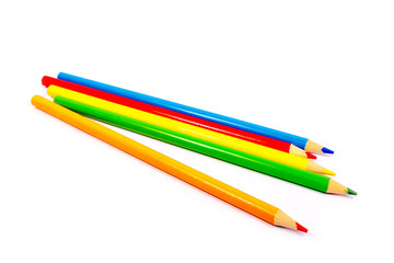 Colored pencils isolated on white background. Back to School. Stationery. Drawing