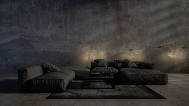 Dark Gloomy Modern Trendy Luxury Living Room