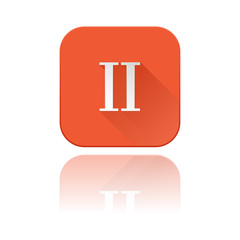 II roman numeral. Orange square icon with reflection