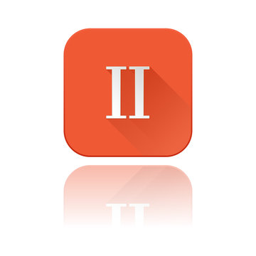 II roman numeral. Orange square icon with reflection