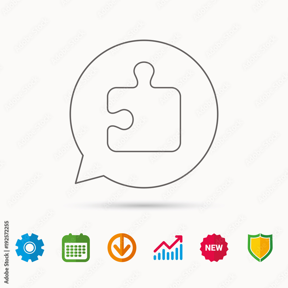 Poster puzzle icon. jigsaw logical game sign.