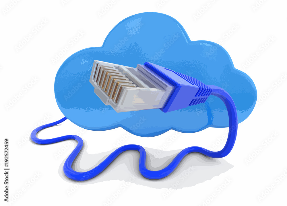 Poster cloud and computer cables. image with clipping path.